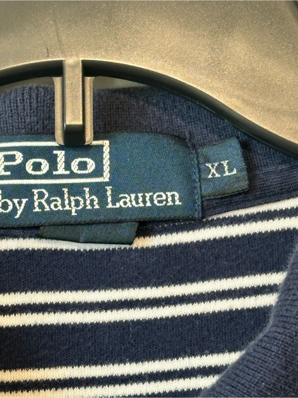 Polo by Ralph Lauren Navy Striped Polo Shirt XL - Picture 3 of 5